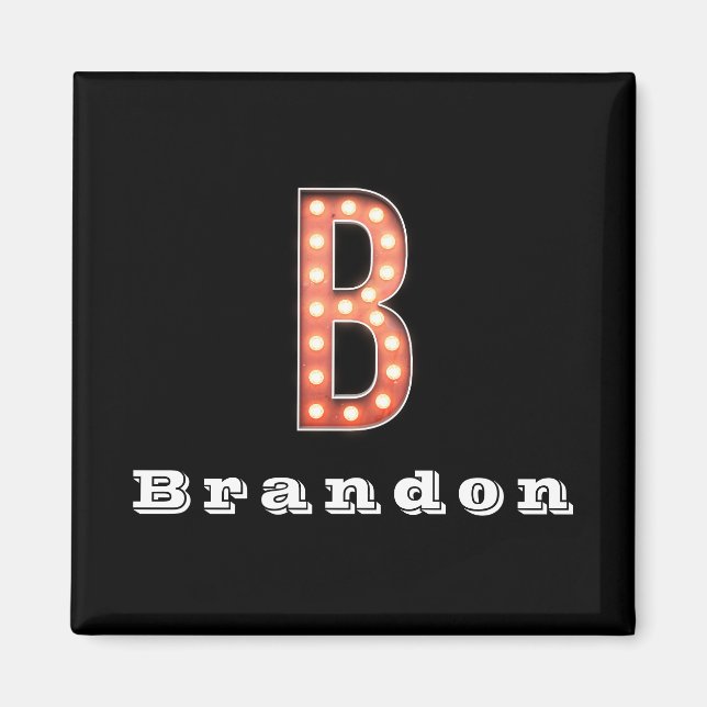 B Monogram Marquee Bulb-Personlig Magnet (Framsidan)