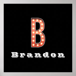 B Monogram Marquee Bulb-Personlig Poster