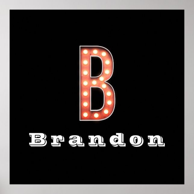 B Monogram Marquee Bulb-Personlig Poster (Framsidan)