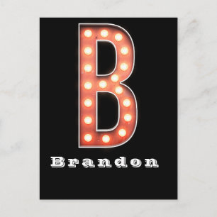 B Monogram Marquee Bulb-Personlig Vykort