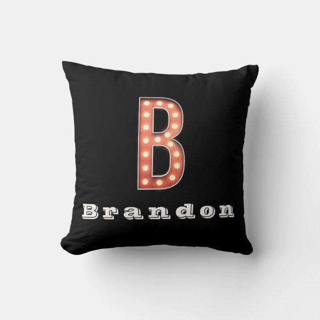 B Monogram Marquee Glödlampa Personlig Kudde (Framsida)