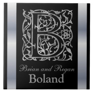 B Monogram och keramiskt plattor i Namn "Besque on Kakelplatta