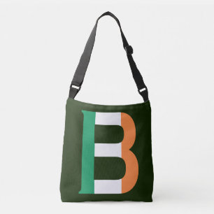 B Monogram överlagt om irländska Flagga Axelväska