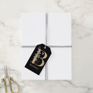B Monogram Personlig Blommigt Gift-Märkre Presentetikett