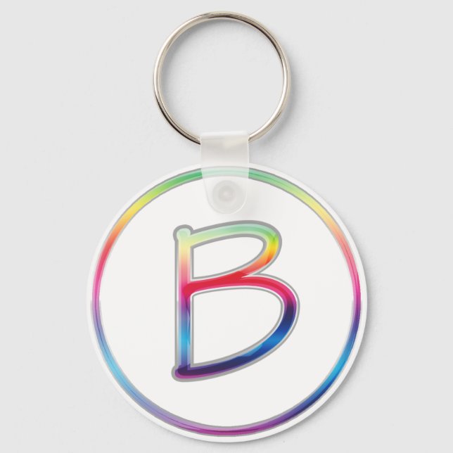 B Monogram-regnbågslangkedja Nyckelring (Framsida)