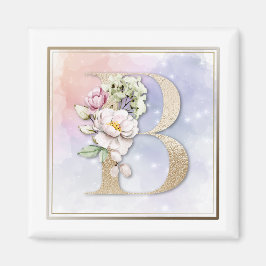 B Monogram Rosa Blommigt Magnet