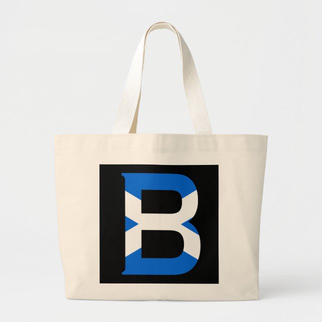 B Monogram täckt över Scottish Flagga jtcn Tote Ba Jumbo Tygkasse (Framsidan)