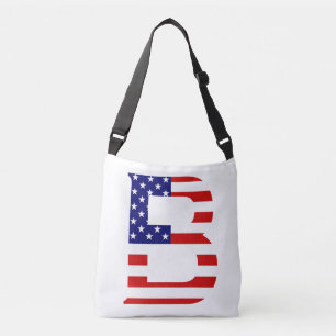 B Monogram täckt över USA flagga Axelväska