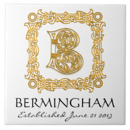 "B" Monogramplattan för efternamnet Bröllop-årsdag Kakelplatta