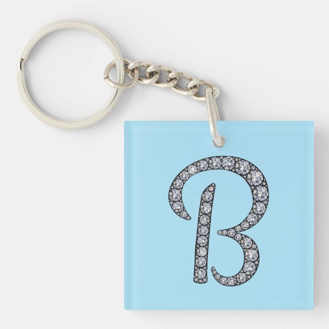 B Nyckelkedja för monogram bling (Framsidan)