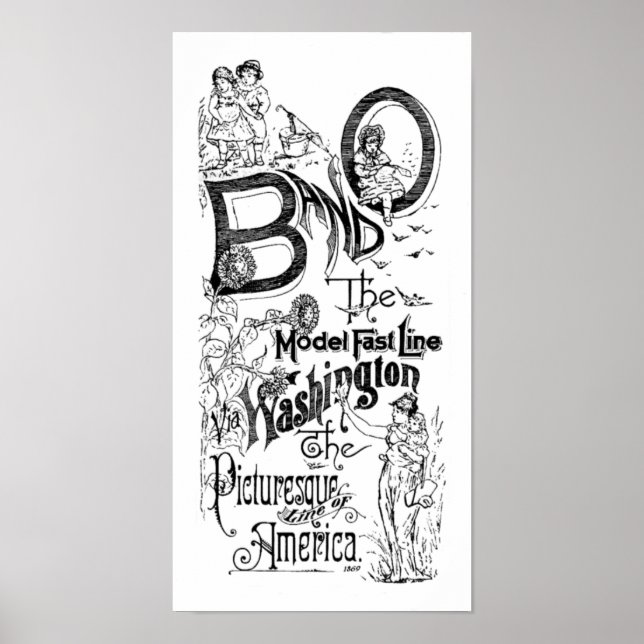 B&O Järnväg - Modellen Fast Line 1869 Poster (Framsidan)
