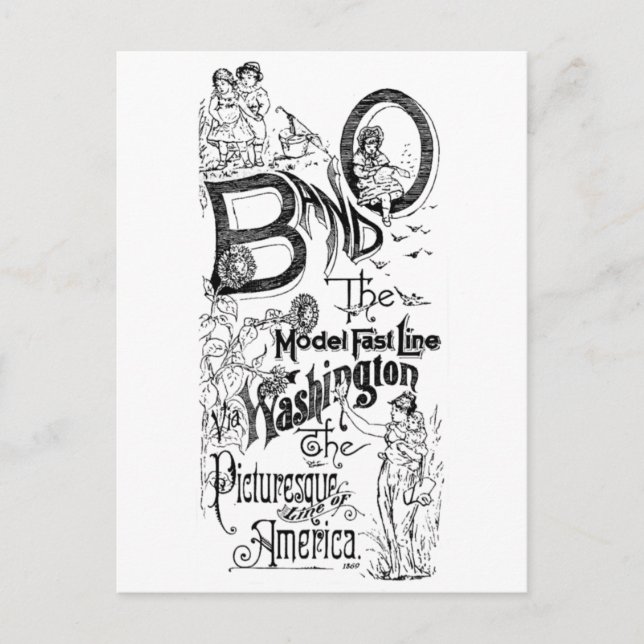 B&O Järnväg-Modellen Fast Line 1869 Vykort (Framsida)