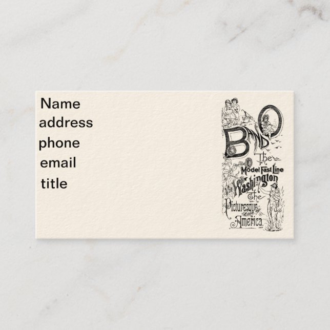 B&O-Järnväg- modellerar fastar fodrar 1869 Visitkort (Framsida)