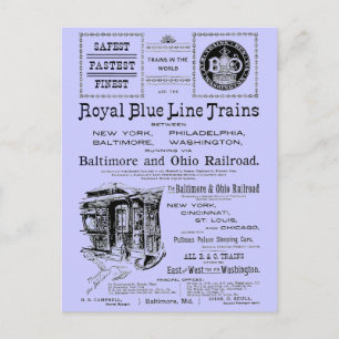 B+O Royal Blue Line Tåg 1910 Vykort
