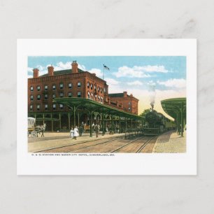 B&O Station & Queen City Hotel, Cumberland, MD Vykort