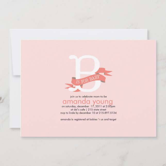 B om för babyen - baby showerinbjudan inbjudningar (Framsida)