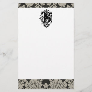 ’B’ Ornate Baroque Monogram Brevpapper