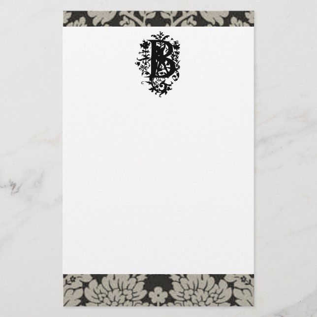 ’B’ Ornate Baroque Monogram Brevpapper (Framsida)