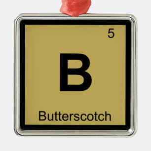 B - Periodisk Bord-symbol för kemi i Butterscotch Julgransprydnad Metall