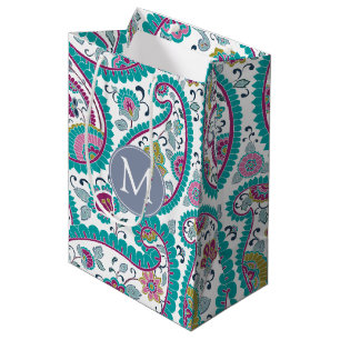 B Persian Boteh Paisley Mönster Monogram M. Gift 