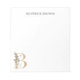 B Personlig för monogramBlommigt Anteckningsblock