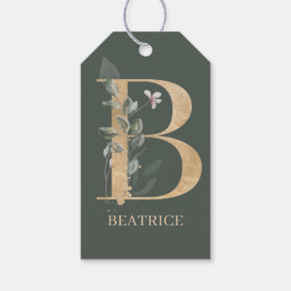 B Personlig för monogramBlommigt Presentetikett