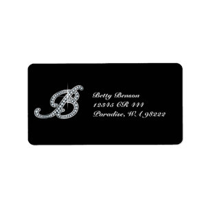 B Script Faux-"Diamond Bling" Adressetikett