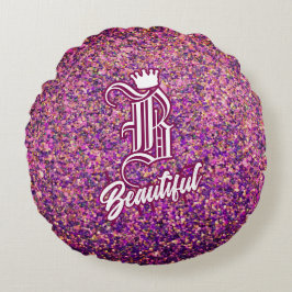 B Snygg Rosa Round Pillow Rund Kudde