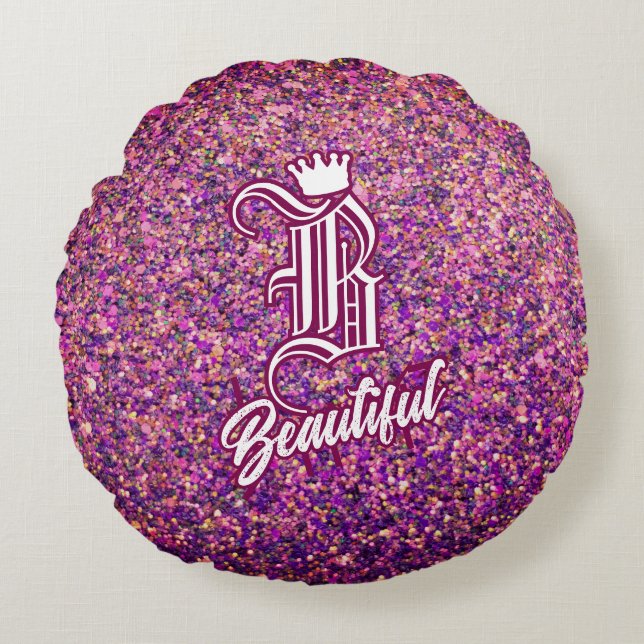 B Snygg Rosa Round Pillow Rund Kudde (Framsidan)