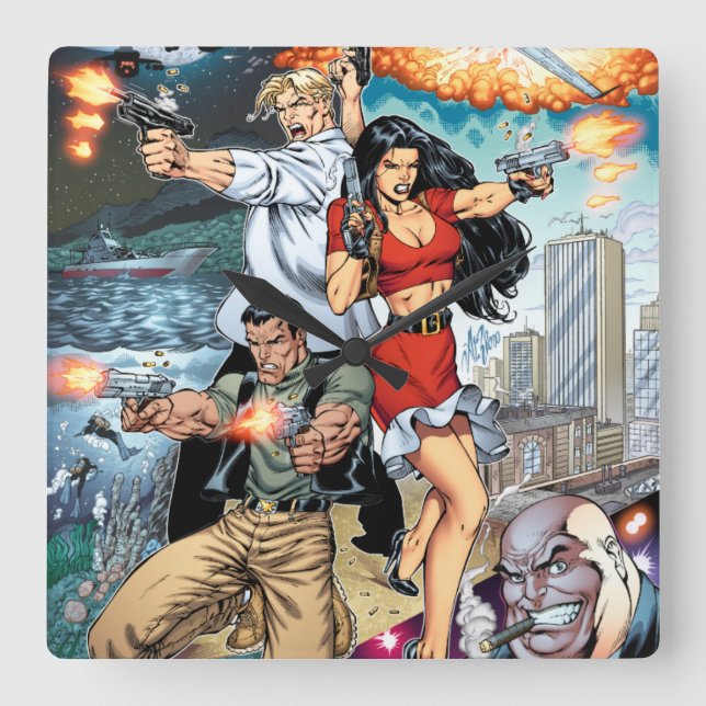 B@stard Stew Action Äventyr Art av Al Rio Fyrkantig Klocka (Framsida)