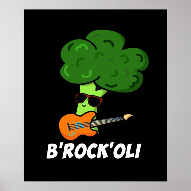 B-Sten-Oli Funny Rocker Broccoli Pun Mörk BG Poster (Framsidan)