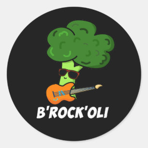 B-Sten-Oli Funny Rocker Broccoli Pun Mörk BG Runt Klistermärke