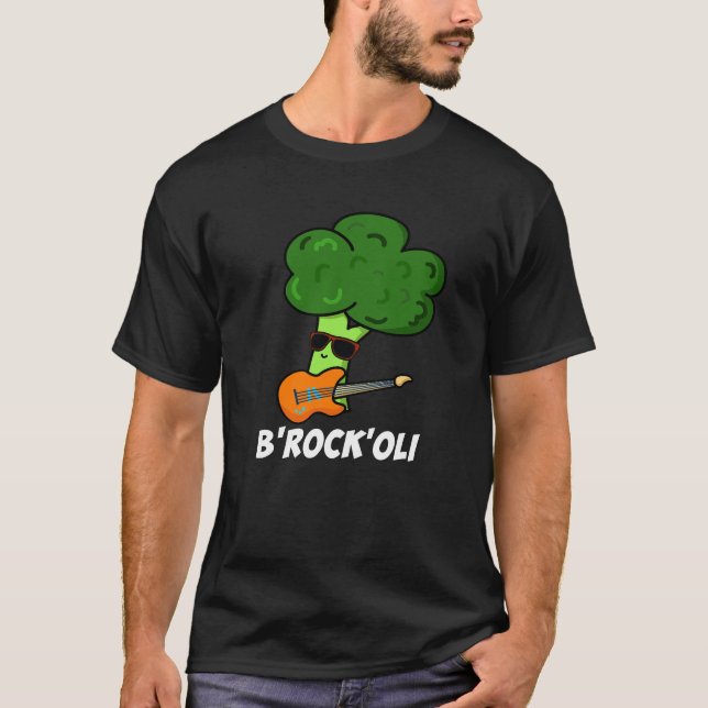 B-Sten-Oli Funny Rocker Broccoli Pun Mörk BG T Shirt (Framsida)