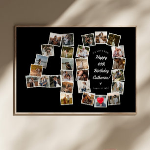 B&W 40-årsdag 40 år foto collage affisch
