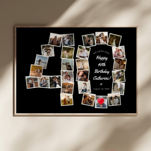 B&W 40-årsdag 40 år foto collage affisch (Skapare uppladdad)
