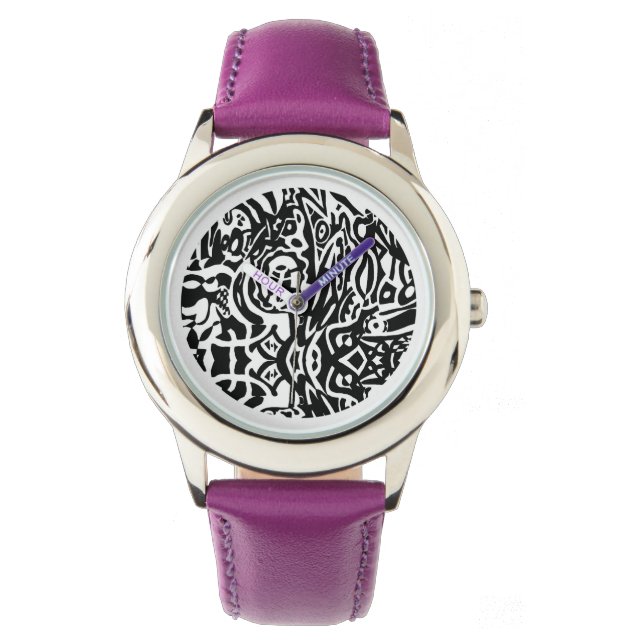 B&W-Abstrakt Armbandsur (Framsida)