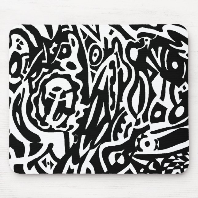 B&W-Abstrakt för fågelskapelse Musmatta (Framsidan)
