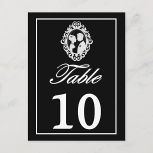 B&W Antique Ornate Silhouetted Bride & Groom Bord Vykort