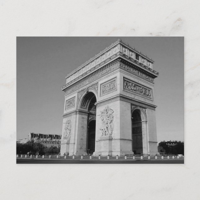B&W Arc de Triomphe 3 Vykort (Framsida)