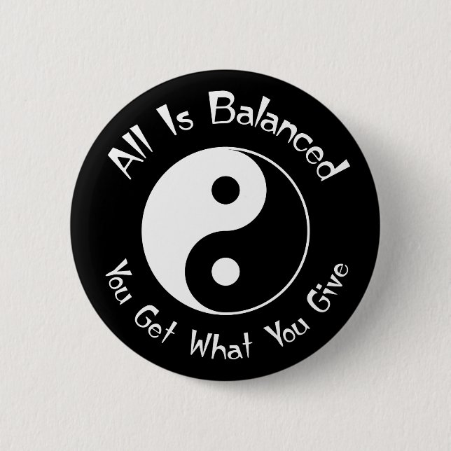 B & W balanserar Yin som Yang knäppas Knapp (Framsida)