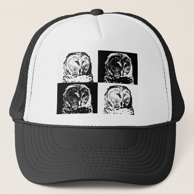 B/W Barred Uggla Pop Art Keps (Framsida)