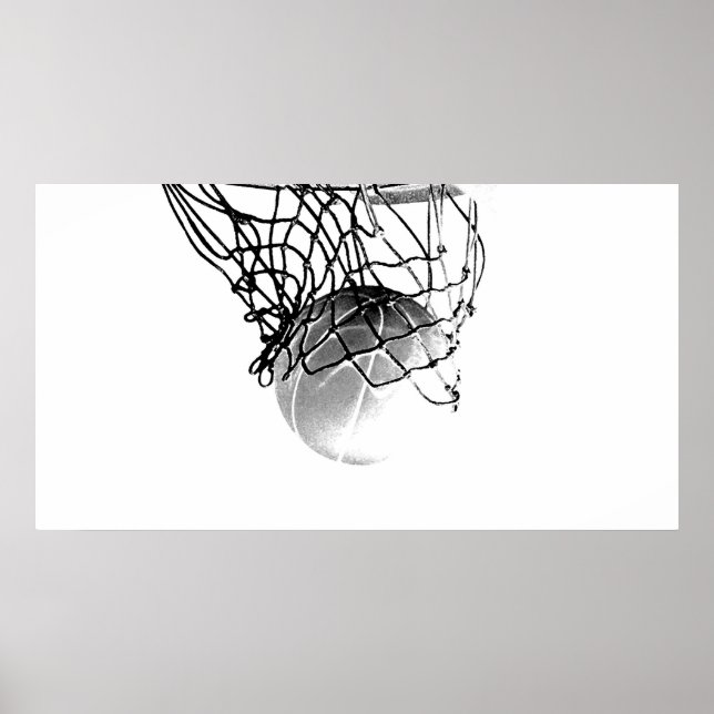 B&W Basketball Ball Print Poster (Framsidan)