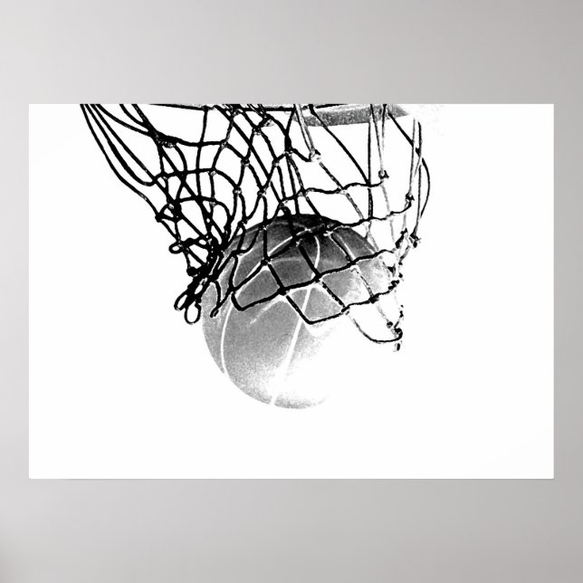 B&W Basketball Ball Print Poster (Framsidan)