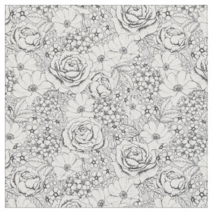 B&W Blomsterträdgård Ro Mönster Tyg