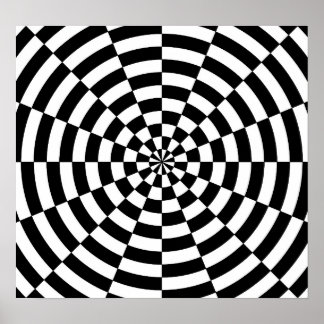 B&W Broken Optical Illusion Poster