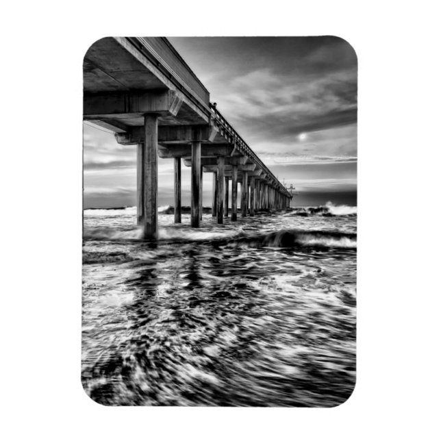 B&W-brygga i gryningen, Kalifornien Magnet (Vertikal)
