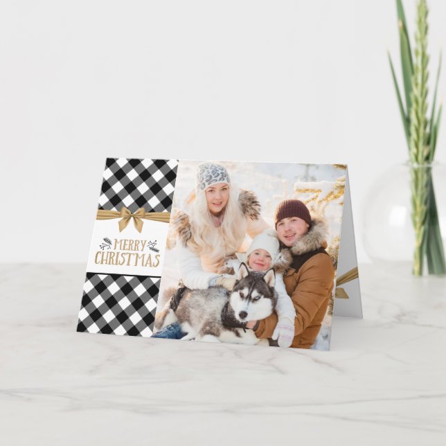 B&W Buffalo Check | Monogram | GOD JUL Kort (Framsida)