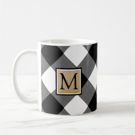 B&W Buffalo Check Monogram Kaffemugg