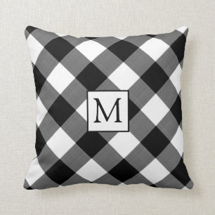 B&W Buffalo-kontroll, monogram Kudde
