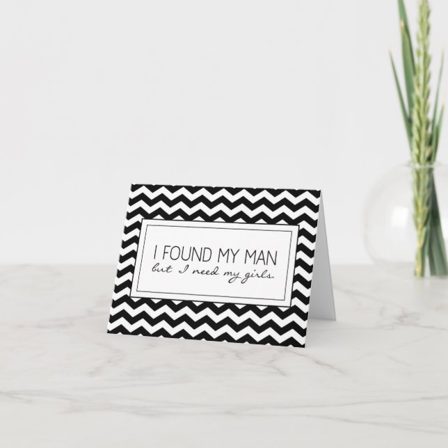 B&W Chevron Rand Bridesmaid-begärandekort Inbjudan (Framsida)